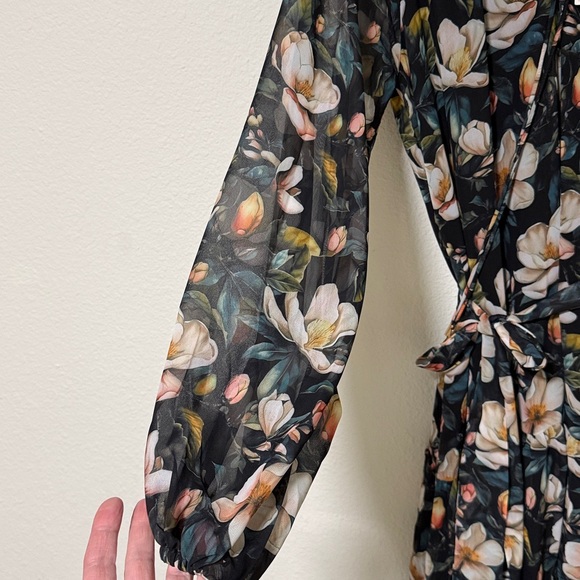 Ivy City Co Black Floral Long Sleeve Dress - Picture 6 of 8